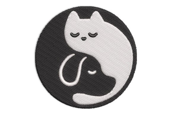 Cat Dog Yin Yang Embroidery Design Review for Small Business Merch