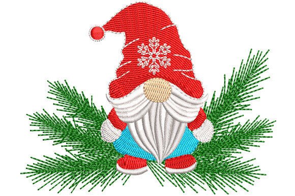 Christmas Gnome with Christmas Leaves