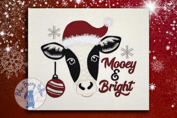 Mooey and Bright: A Whimsical Embroidery Design for Holiday Apparel