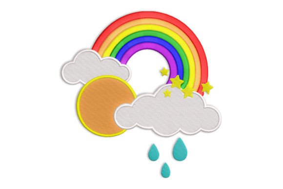Rain Clouds Rainbow Sun Embroidery Design Review for Small Business Merch